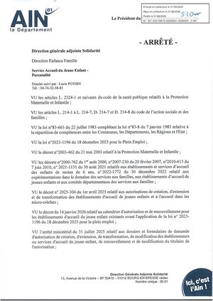 Arrêté 2026 Sur Les Procédures Et Calendriers D'autorisations Des établissements D'acceuil Du Jeune Enfant