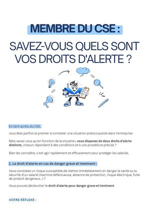 SAVEZ-VOUS QUELS SONT VOS DROITS D'ALERTE ?