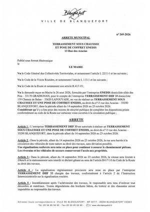 Arrêté n°269 2026