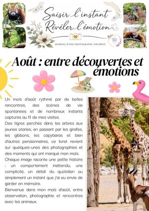 "Saisir l'instant, révéler l'émotion" - Août entre découvertes et émotions