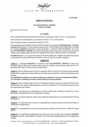Arrêté n°270 2026
