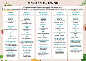 Menu Self Tnn 31 Août 6 Septembre
