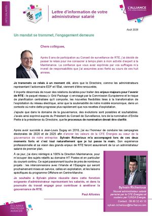 Lettre Administrateur salarié RTE N°18