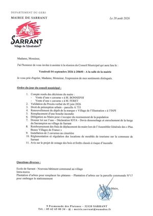 Ordre Du Jour CONSEIL MUNICIPAL 04 SEPT 2026