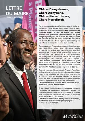 Lettre du Maire - rentrée 2026