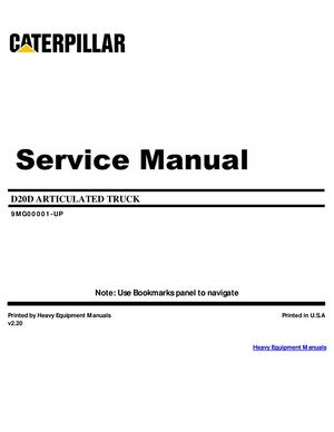 Caterpillar D20D Service Repair Manual PDF