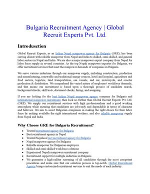 Bulgaria Recruitment Agency