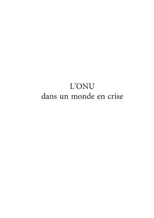 L’ONU dans un monde en crise
