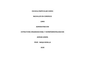 Estructura Organizacional Y Departamentalizacion