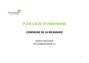 B NOTICE EXPLICATIVE Modification N°1 PLU La Ricamarie