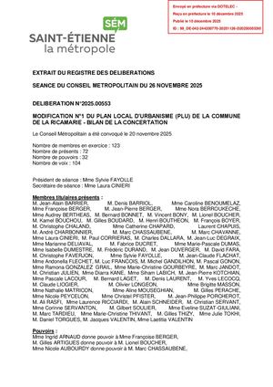 A Ii Délibération N°2025 00553, Modification N°1 Du PLU La Ricamarie - BILAN DE LA CONCERTATION