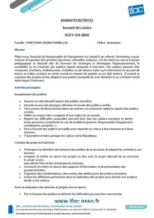 Animateur Trice - CDD - Sucy