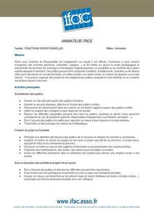 Animateur Trice - CDI - Peynier