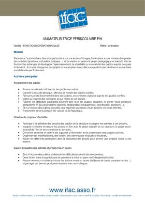 Animateur Trice Périscolaire - CDII - Voreppe