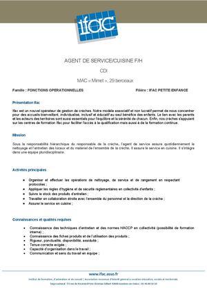 Agent De Service F H - CDI - Mimet