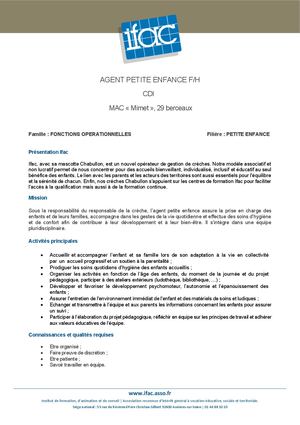 Agent Petite Enfance F H - CDI - Mimet