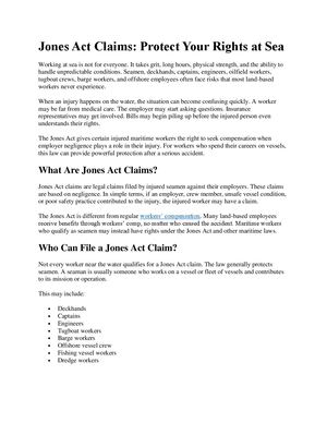Jones Act Claims, Protect Your Rights At Sea