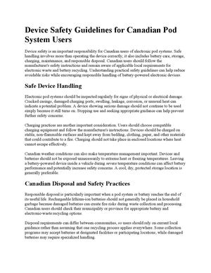 Device Safety Guidelines For Canadian Pod System Users