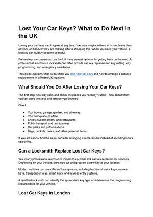 Lost Your Car Keys