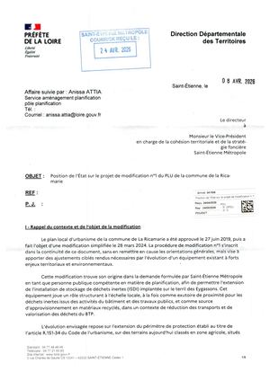 D Iii Avis Direction Départementale des Territoires du 08 04 2026 - PLU La Ricamarie