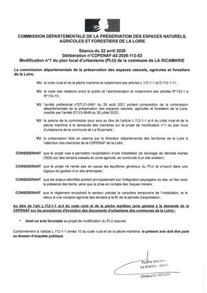 D V Avis de la CDPENAF du 22 04 2026 - PLU La Ricamarie