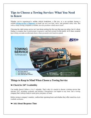 Tips to Choose a Towing Service: What You Need to Know