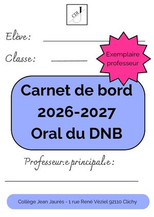 Version Prof ! Carnet De Bord Oral 20262027