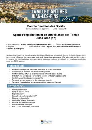 Annonce agent exploitation tennis Jules Grec