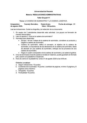 Taller Grupal 1, Cadena De Suministro Yasnely G,keyla A