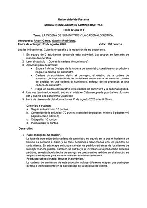 Taller Grupal 1, Cadena De Suministro