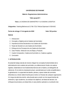 Taller Grupal 1 Cadena De Suministro Y Logistica