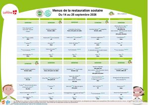 Menus Scolaires du 14 au 25 septembre
