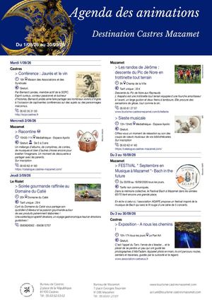 Agenda Des Animations Septembre 2026 Destination Castres Mazamet