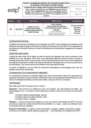 Charte Bon Usage Des Moyens Informatiques De L'ESTP 2026 2027