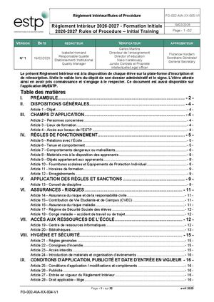 Règlement Intérieur Formation Initiale 2026 2027
