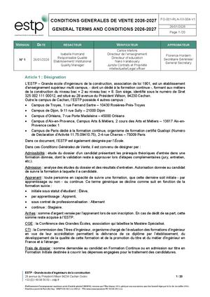 Conditions Générales De Vente ESTP 2026 2027