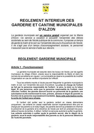 Reglement Interieur Garderie Cantine 2026 2027
