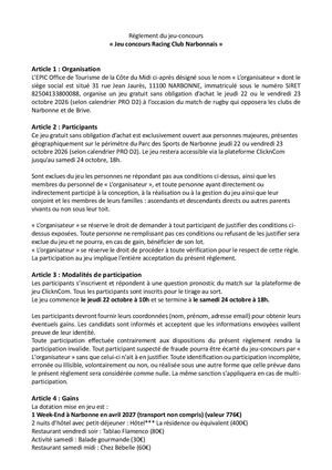 Règlement Jeu Concours Match Rcn Brive