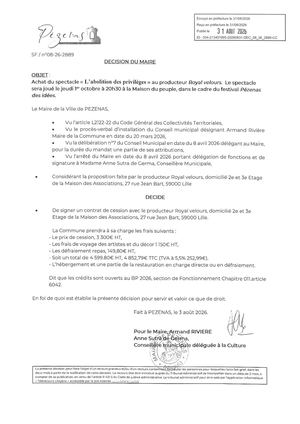 Décisions 31 08 26