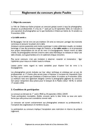 Règlement Concours Photo Paulée 2026