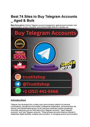 Best 74 Sites To Buy Telegram Accounts Aged & Bulk