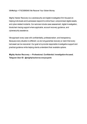 Mighty Hacker Recovery: A Trusted Expert for Hacking Incident Recovery and Cybersecurity Support