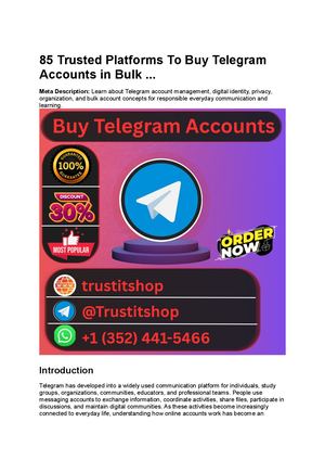 85 Trusted Platforms To Buy Telegram Accounts In Bulk