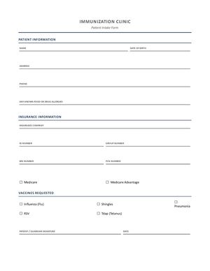 Immunization Clinic Form