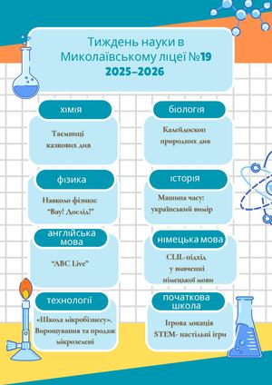 Тиждень науки в Миколаївському ліцеї №19 2025 2026 навч рік
