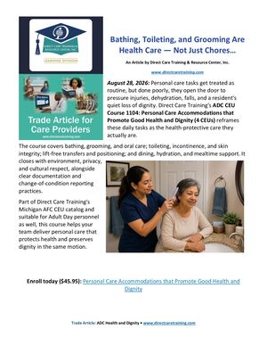 Personal Care Accommodations Blog Post Trade Article