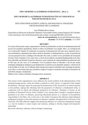 Educacar Desde La Alteridad