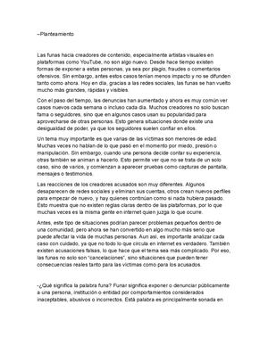 Las Funas Hacia Creadores De Contenido Docx Docx