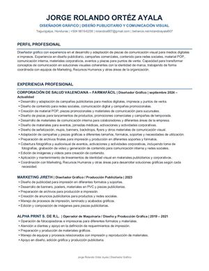 Cv Jorge Ortéz Diseñador Gráfico
