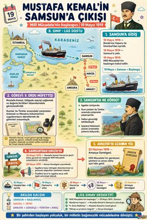 Mustafa Kemal'in Samsun'a Çıkışı İnfografik Ders Notu
